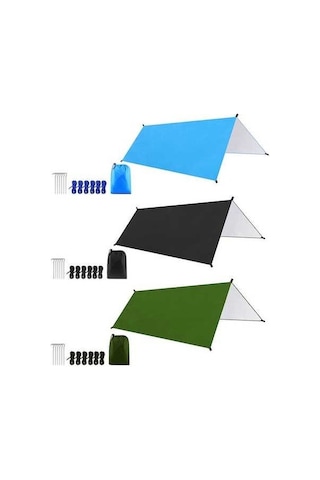 Bloomnest Yağmur Tarpaulin Tarp Su Plaj Piknik Mavi Kamp Kamp İçin Hava Hamak Hafif Güneşlik Geçirmez Fonksiyonlu Çok Çadırı Çadır Barınağı Açık 9.8ft 9.8 Rf Mavi Mavi