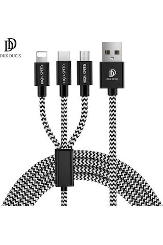 Dux Ducıs 3in1 Usb Type C-iphone Ve Mikro Kopmaz Usb Kablo Hızlı Şarj- 5775