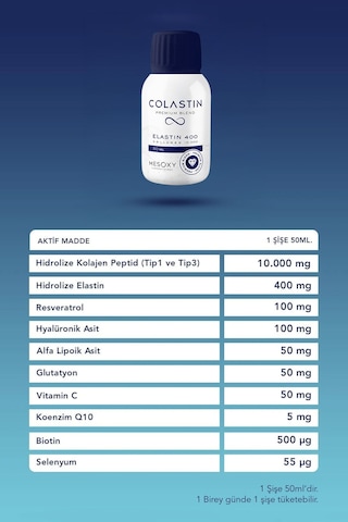Colastin 10 Bin Mg Kolajen & 400 Mg Elastin 50 Ml X 15 Shot