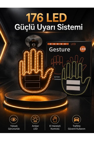 Mey Najmaddin Led Işık El İşareti Araç Camı İçin Uzaktan Kumandalı Najmaddin Renkli 99103259