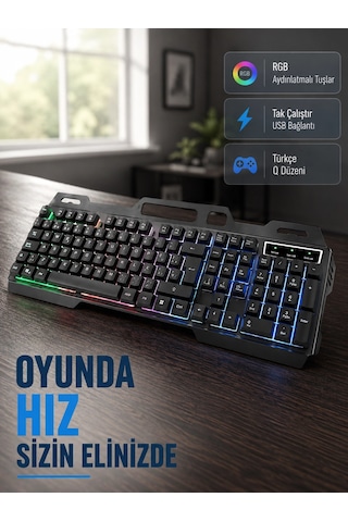 Mey Najmaddin Profesyonel Klavye Mouse Seti Rgb Işıklı, Türkçe Q, Dpı Ayarlı, Dayanıklı Gövde Najmaddin 09514170
