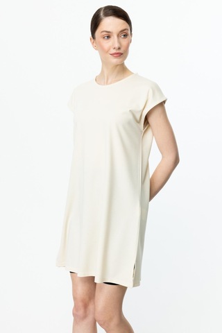 On Fashion On Fahion Sıfır Yaka Uzun Basic Tunik Bluz Krem