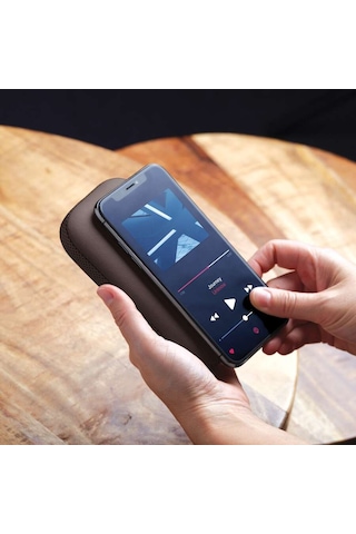 Lexon Powersound Deri Kablosuz Şarj Cihazı ve Bluetooth Hoparlör Kahverengi LA128CH