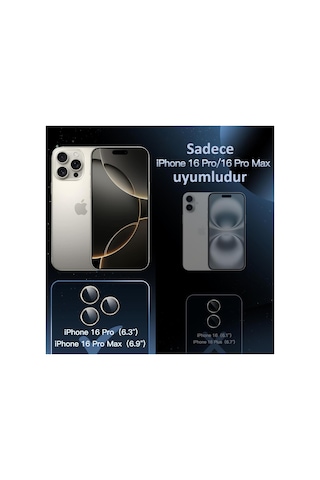 İphone 16 Pro / 16 Pro Max Uyumlu Safir Lens Çizilmez Dayanıklı Kamera Koruyucu Gümüş