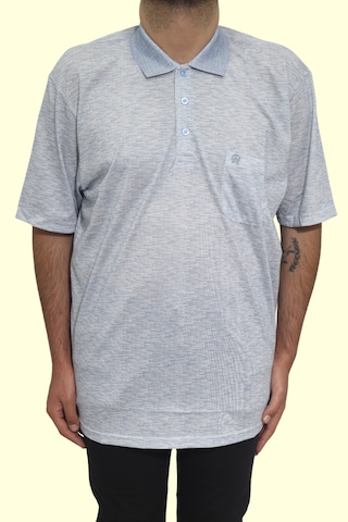 Santa Dmctekstil Erkek Desenli Klasik Kesim Rahat Kalıp Tek Cepli Polo Yaka Battal Büyük Bedenli T-shirt Koyu Mavi