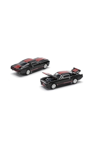 Pop Race Shelby Mustang Gt500 Dark Chrome With Red Stripes 1/64 Siyah 218