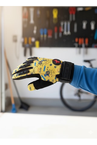 Çocuk Motosiklet & Bisiklet Eldiveni Sarı Renkli - Güvenli Sürüş İçin