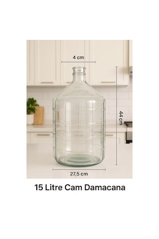 Cam Damacana 15 Litre Su Sebili Uyumlu Pompaya Ve Cihaza Uyumlu Kapak Hediyeli Şeffaf