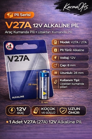 V27a 12v Alkaline Pil Araç Kumanda Pili, Uzaktan Kumanda Pili 27a A27 Pil