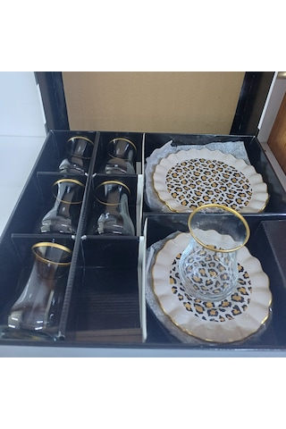 Konak Züccaciye 18 Parça Lüx Cam Çay Seti Çok Renkli