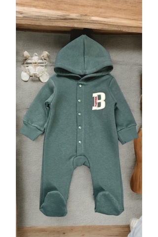 Kapüşonlu Kışlık Bebek Tulum Yeşil