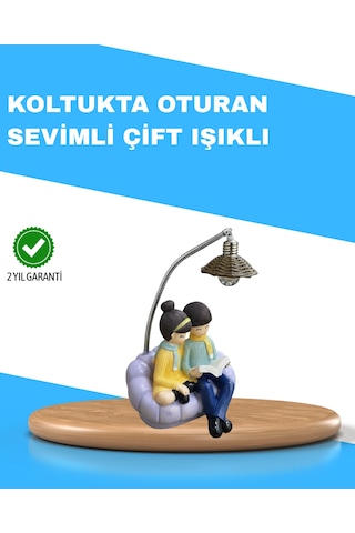 Romantik Çift Temalı Dekoratif Masa Lambası Yumuşak Led Işık