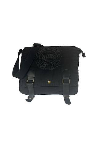 Old Cotton Cargo Vintage Salaş Kaliteli Unisex Günlük Gezi Kamp Okul Postacı Omuz Çantası San Diego 32 Cm X 25 Cm Siyah - Gri