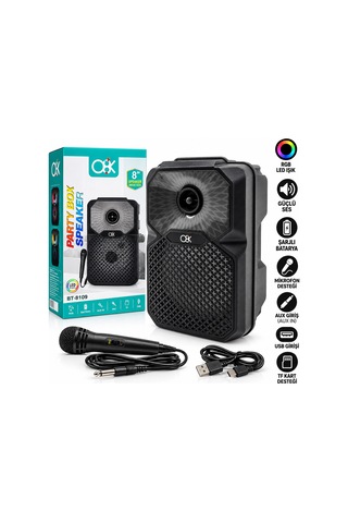 8 İnç Bluetooth Mikrofonlu Karaoke Hoparlör Şarjlı, Rgb