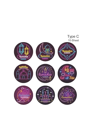 10 Yaprak Eıd Mubarak Etiket Mühür Etiketleri 10 Yaprak C 10 Yaprak C Diğer
