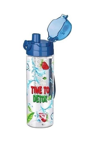 Tutma Saplı Kilitli Kendiliğinden Süzgeçli Kolay Taşınabilir Detoks Sporcu Diyet Matarası Şeffaf