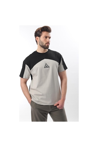 Madmext Siyah Overfit Garnili Erkek T-shirt E7104 Siyah