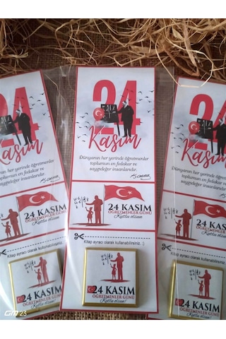Farklı Market Öğretmenler Günü 24 Kasım Hediyesi Atatürk Temalı Kitap Ayraçlı Çikolata 20 Adet