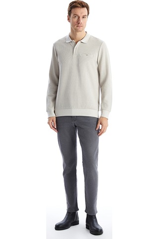 Lcwaıkıkı Classic Bej Polo Yaka Uzun Kollu Erkek Sweatshirt