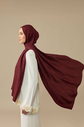 İmannooor Bambunoor Bordo Naia Pamuk Şal 70x210