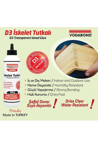 Vodabond Hızlı Kuruyan Ahşap Şeffaf İskelet Tutkalı D3 600 gr