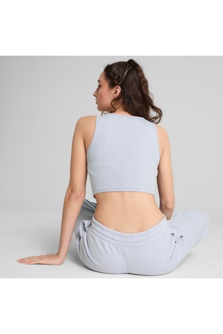 Puma Wardrobe Essentials Ribbed Crop Top Kadın Mavi Atlet 629765 Mavi