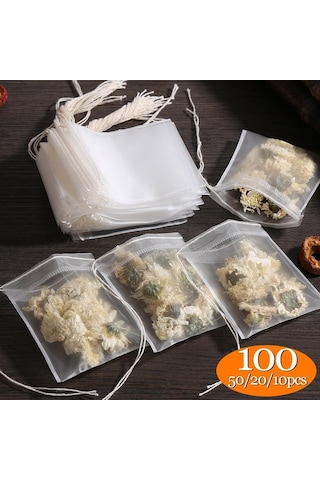 Jms 100/50/10 Adet Tek Kullanımlık Dokunmamış Kumaş Baharat Filtreleri Çay Poşetleri 5x7cm 50