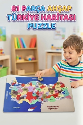 81 Parça Ahşap Türkiye Haritası Puzzle Eğitici Ve Öğretici Ahşap Türkiye Haritası Puzzle
