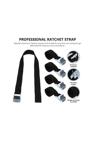 Pazly 6 Adet Çelik Kancalı Sıkma Kayışı - 2.5m X 2.5cm - 150kg Yük Kapasiteli