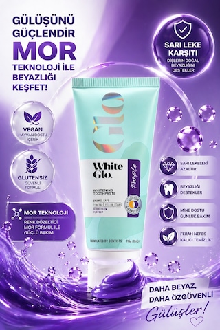 White Glo Glutensiz Sarı Leke Karşıtı Mor Diş Macunu 115 G