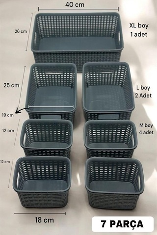 Mithra Life 7 Parça Gri Banyo Mutfak Makyaj Ofis Organizeri Düzenleyicisi Mıt1182 Gri