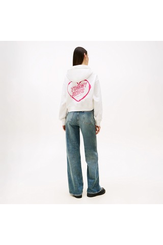 Tommy Hilfiger Tommy Jeans Crop Heart Slim Kadın Beyaz Sweatshirt Dw0dw21408 BEYAZ