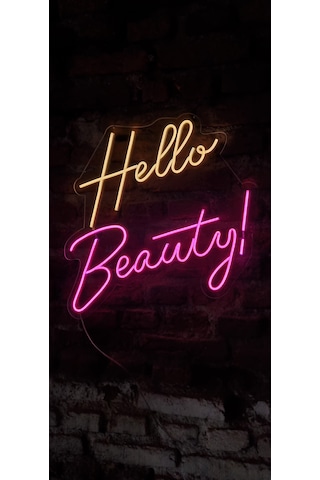 Hello Beauty Yazılı Neon Led Duvar Aydınlatması