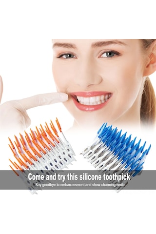 Samdoo Yumuşak Silikon İç Diş Fırçası Seti - 80 Adet Tek Kullandım Atık, Oral Hijyen Bakımı, Taşınabilir Şeffaf Kutuda