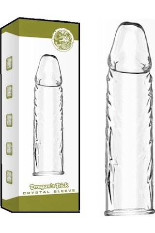 Truva Shop Criystal Sleeve Drangon'S Sleeve Damarlı Silikon Uzatmalı Penis Kılıfı Şeffaf