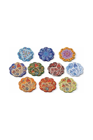 El İşçiliği Osmanlı Desenli Seramik Nihale,18 Cm,ısıya Dayanıklı,kaymaz Tabanlı,dekoratif Altlık Diğer