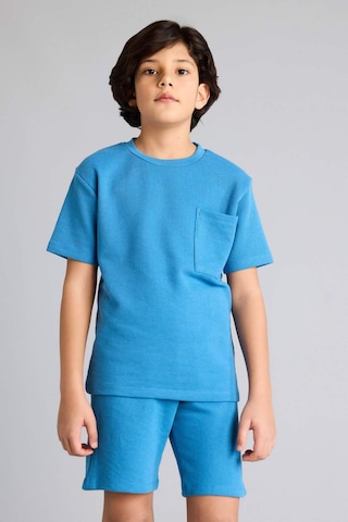 Defacto Regular Fıt Waffle 2'li Pijama Takımı Erkek Çocuk D9993A825SM Mavi