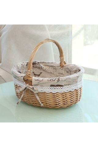 Dancemonkey Cbtx Woven Basket, Picnic Bag, Willow Weave, Easter Storage, Toy Organizer, L Size Eco-friendly Ahşap