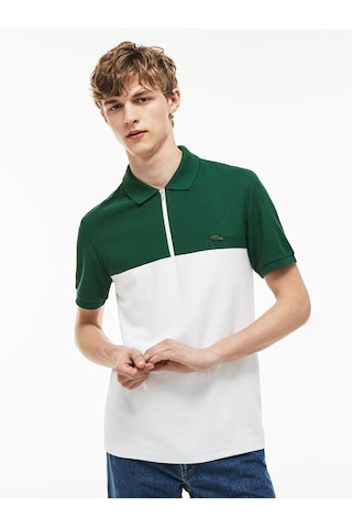 L.a.c.o.s.t.e. Yarım Fermuar Colorblack Polo T-shirt Yeşil - Beyaz