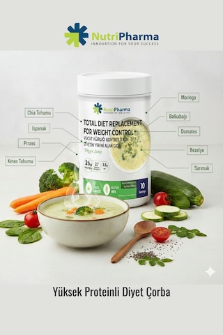 Whey Proteinli Diyet Sebze Çorbası Yüksek Proteinli Çorba Öğün Tozu, 600g Diğer