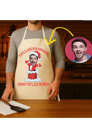 Kişiye Özel Karikatür Fotoğraflı Mutfak Önlüğü Daha Tatlısı Benim Önlük Çok Renkli