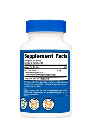 Nutricost Black Garlic 2,000 Mg 60 Capsules - Aged Black Garlic Extract