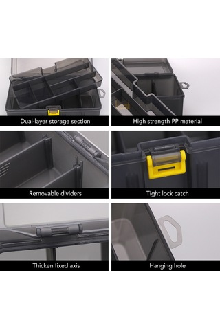Aubyhe Yüksek Dayanıklı Pp Malzeme İkili Katlı Organize Edici Balıkçılık Araç Kutusu, Şeffaf Kapaklı Ayarlanabilir Bölmelerle Hızlı Erişim