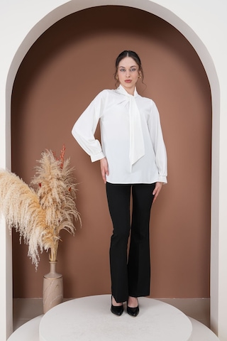 Elegance Bağlamalı Bluz Beyaz