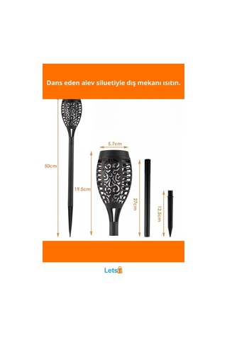 Güneş Enerjili Su Geçirmez Alev Efektli Bahçe Lambası Çok Renkli