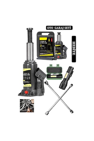 Deko Turkey Araç Kriko Seti 2 Ton Şişe Tip + 4'lü Bijon Seti