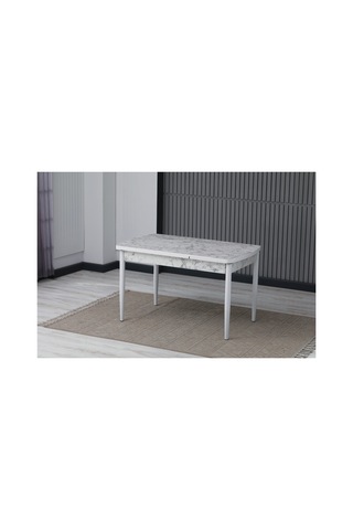 Carara Mdf 80 X 130 Açılabilir Mutfak Masası Beyaz Beyaz