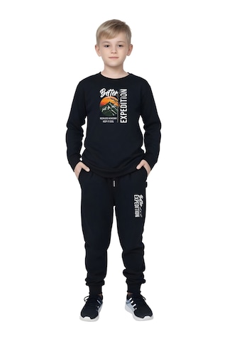 2li Erkek Çocuk Baskılı Sıfır Yaka Mevslimlik Alt-üst Takım Haki - Lacivert