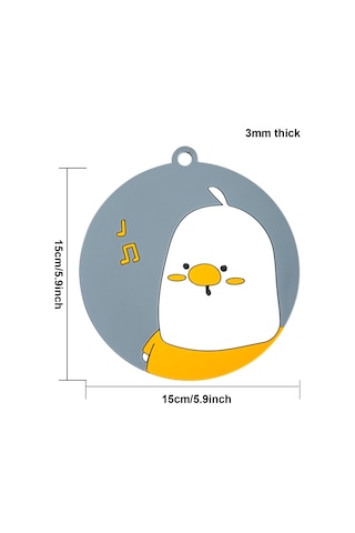 Konesam Küçük Kaliteli Tavuk Desenli 15cm Silikon Isı Yalıtımcı Tabak Altlığı Mutfak Masa Koruyucu Açık Gri