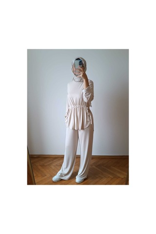 Hiera Büzgü Detaylı Bej Takım Bej - 751770098 Bej - 751770098 Bej